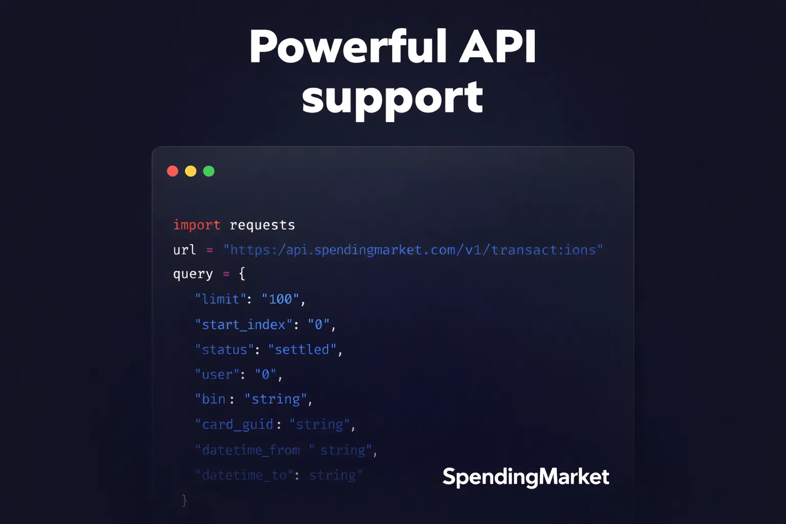 API Spending Market для керування картками